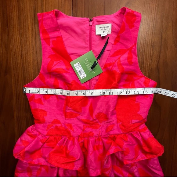 Kate Spade Pink Floral Peplum Sleeveless Midi Dress, 6 - Picture 8 of 9